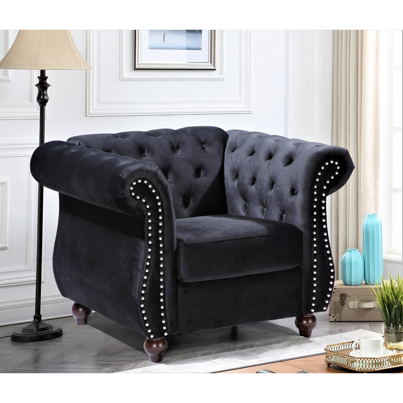 House of Hampton® Feldt 40.6" Wide Tufted Velvet Chesterfield Chair